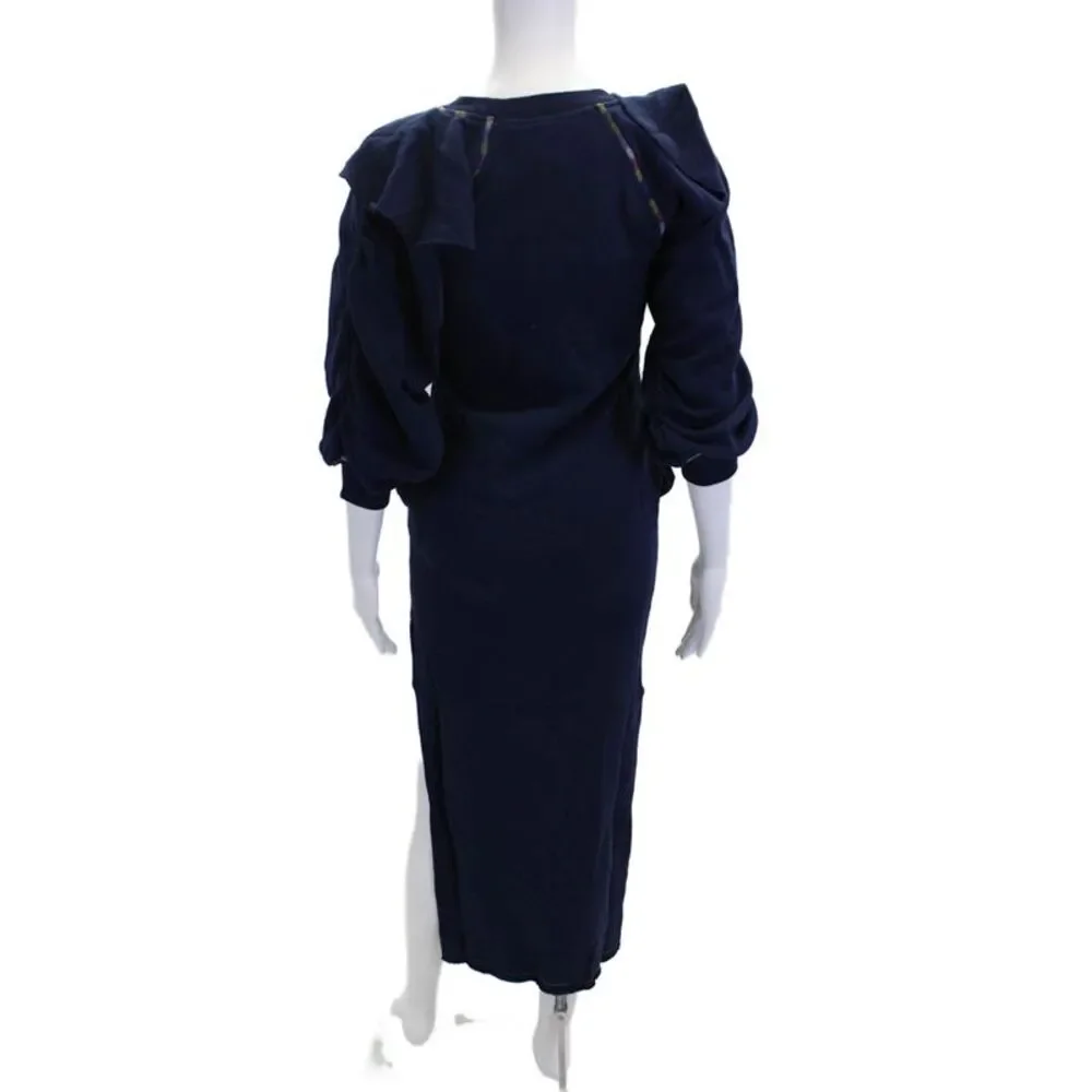 Something Navy Women's Long Sleeves Maxi Sweat Dress Navy Blue Size XXS
